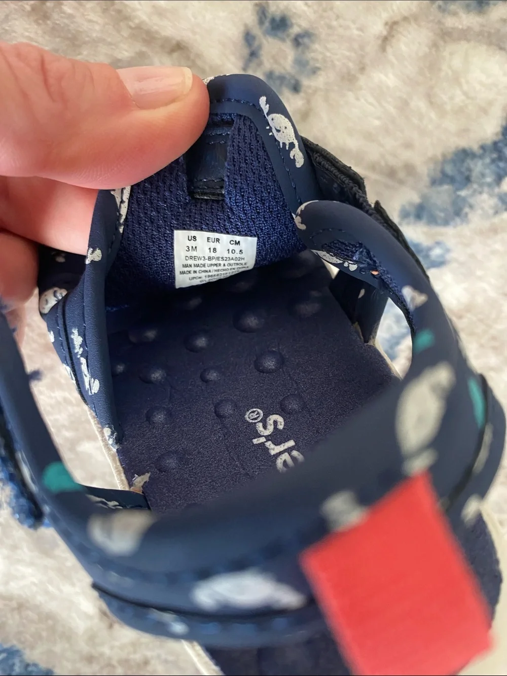 NWOT Carter's Navy Sandals with Colorful Crab Accents